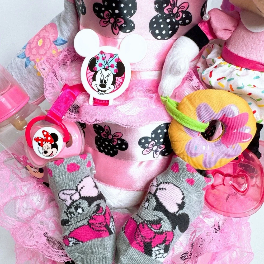 Minnie Mouse Themed Diaper Cake, Baby Shower Gift